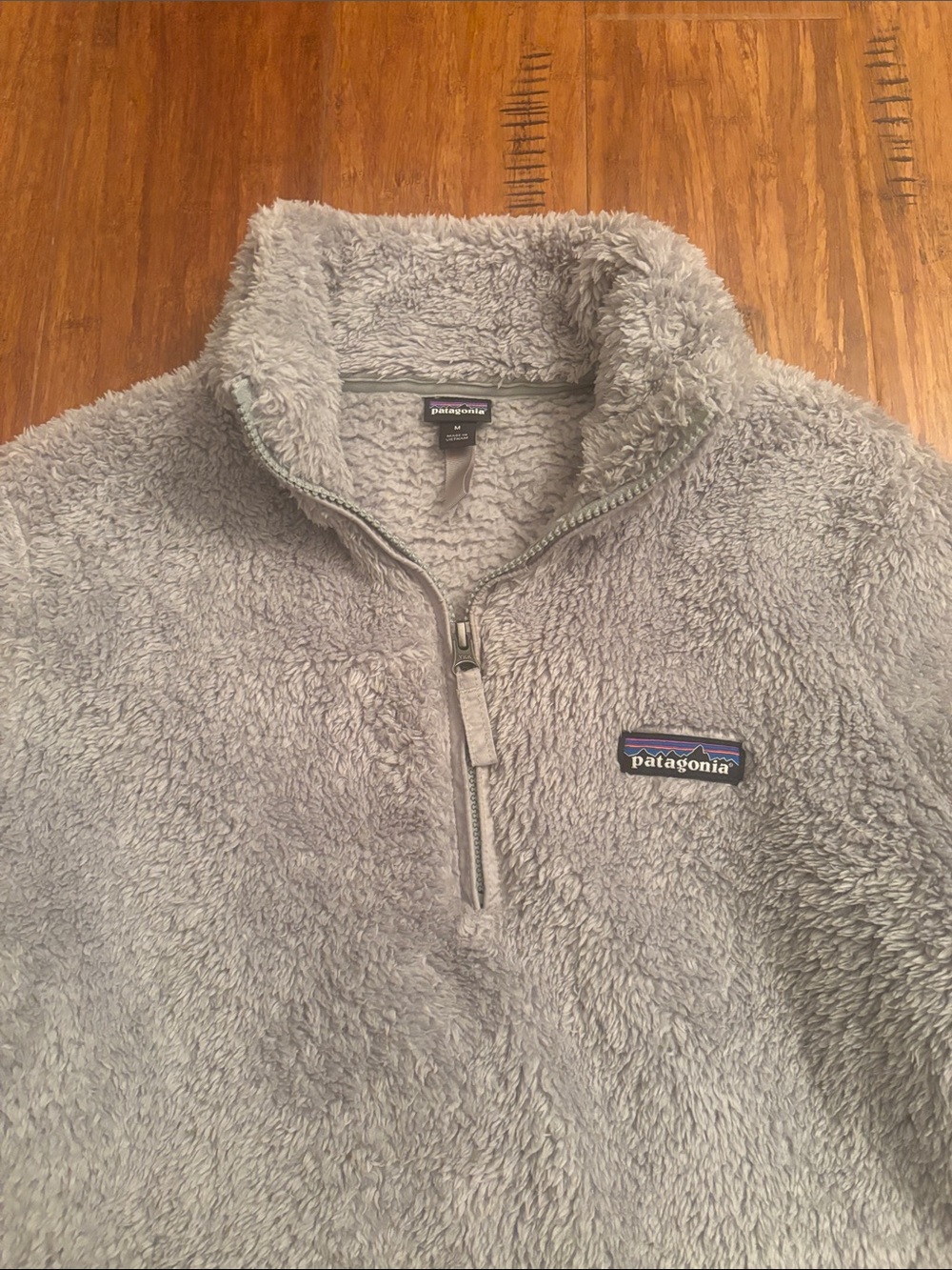 Patagonia Light Gray Sherpa Quarter-Zip Pullover
